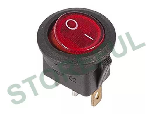 Выключатель клавишный круглый 250V 6А (3с) ON-OFF красный  с подсветкой  REXANT