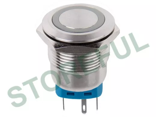 Кнопка  антивандальная диаметр 22мм  12В Фикс (6с) ON-OFF/OFF-ON подсв/зеленая  REXANT