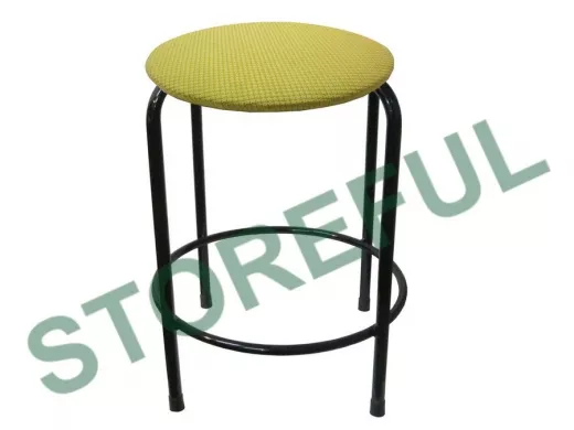 Табурет с подставкой для ног и полкой "TABURETTO-20335" круглое сиденье, чёрные, жёлтый, ткань