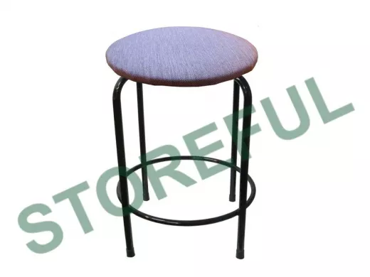 Табурет с подставкой для ног и полкой "TABURETTO-20347" круглое сиденье, чёрные, синий, ткань