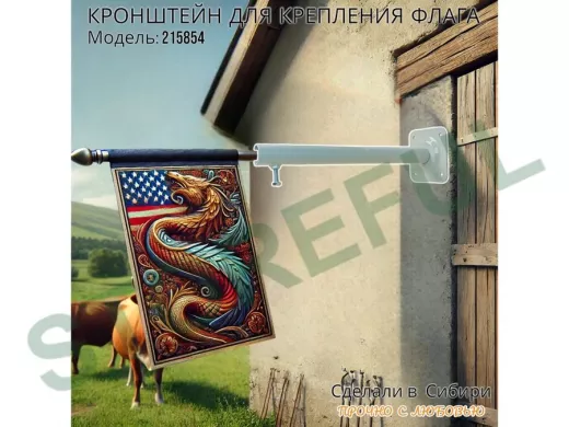 Кронштейн для крепления одного флага на стене угол 90гр вылет 35см 