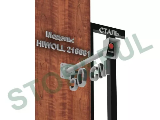 Стальной защитный козырек для кнопок выхода с вылетом от стены 50см "HIWOLL 216681" серый, 8х11см