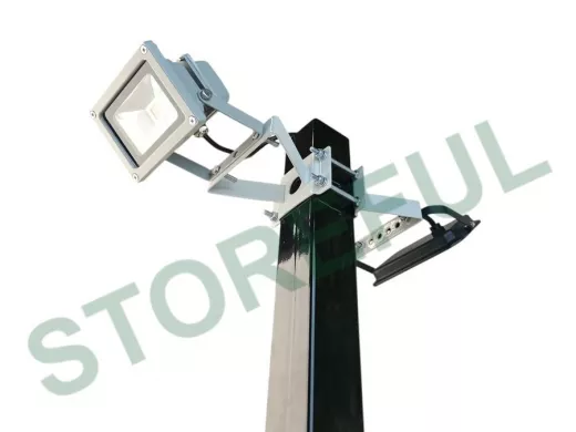 Кронштейн для двух прожекторов на квадратную трубу 60х60мм с отверстием "ХОП-217069" серый, сталь