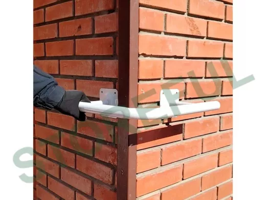 Поручень угол 90гр, наружний, 40х40см "ПоручПро-217108" вылет 16см, серый, 2 опоры, диаметр 32мм