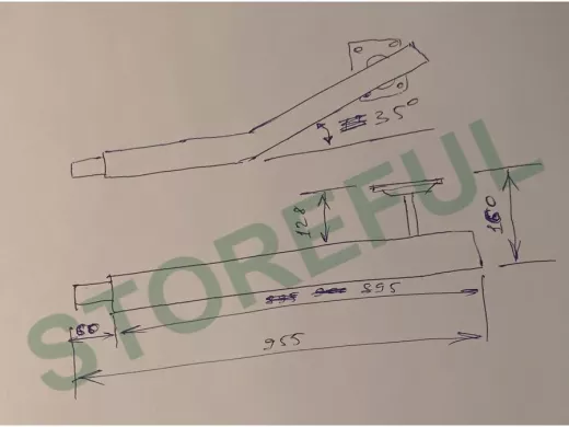 Поручень пристенный, длина  90см вылет 16см, угол 35гр 