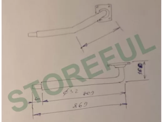 Поручень пристенный, длина  80см вылет 16см, угол 35гр 