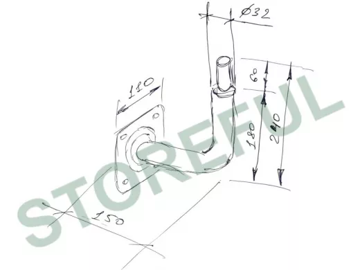Кронштейн антенный, вылет 0,15м, вверх 0,24м, обжата 6см "PROFIKRON-32-217255" серый, диаметр 32мм