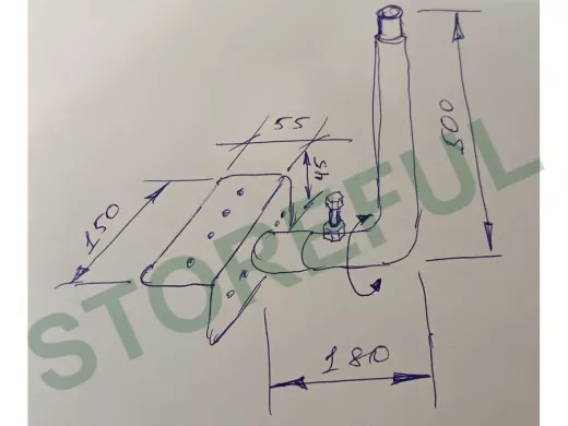 Кронштейн антенный на торец крыши, поворотный, вверх 50 см, обжат, 5х15см "ТОРЕЦКРЕП-217472" черный
