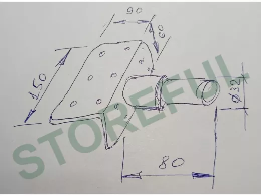 Кронштейн антенный, верхняя площадка 9х15см "ТОРЕЦКРЕП-217473" серый, диаметр 32мм, обжат на конце