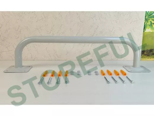 Поручень прямой 60см "ПоручПро-217678" пристенный, для дома и улицы, вылет 16см, серый, диаметр 32мм