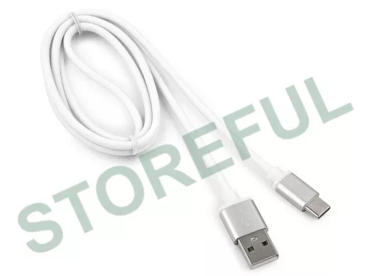 Шнур USB / Type-C Cablexpert CC-S-USBC01W-1M, AM/Type-C, серия Silver, длина 1м, белый, блистер,2,0
