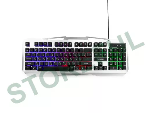 Клавиатура проводная Гарнизон GK-500G,USB,металл,подсветка,чер/сер,антифантомные клавиши GK,игровая