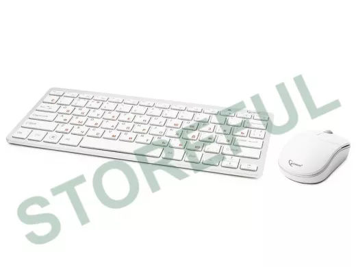 Беспроводной комплект клавиатура+мышь Gembird KBS-7001, 2.4ГГц, серебристый/белый