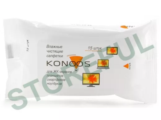 KSN-15 Чист. салф. Konoos для ЖК-экранов ноутбуков, смартфонов, КПК, покетпак 15 шт. KSN-15