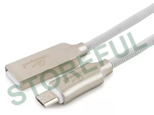 Кабель микро USB (AM/microBM)  1.0 м Cablexpert CC-P-mUSB02W  USB 2.0 , серия Platinum, белый
