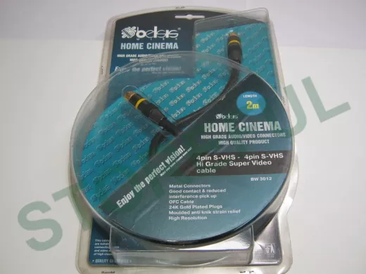 BW3012-F  Высококач. видеокабель S-VHS GOLD вилка/S-VHS GOLD вилка, двойной экран, мет.,2.0м 4pin
