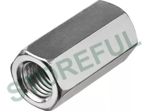 Гайка переходная, цинк DIN 6334  М6 (2200 шт)  в упаковке 2200шт, вес 1шт г, цена за 1шт