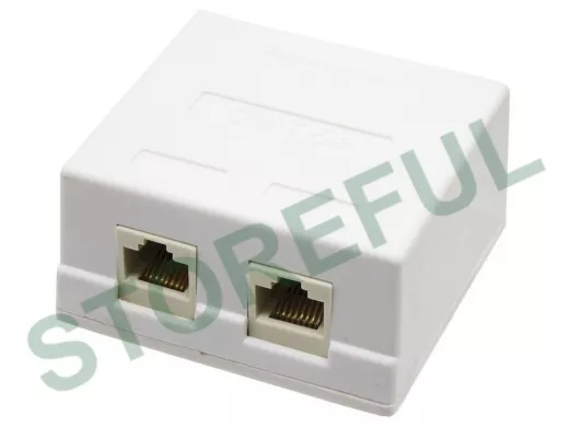 Розетка для витой пары 8р8c 2порта UTP 5  кат. накладная  2 порта BP030 (на блистере)