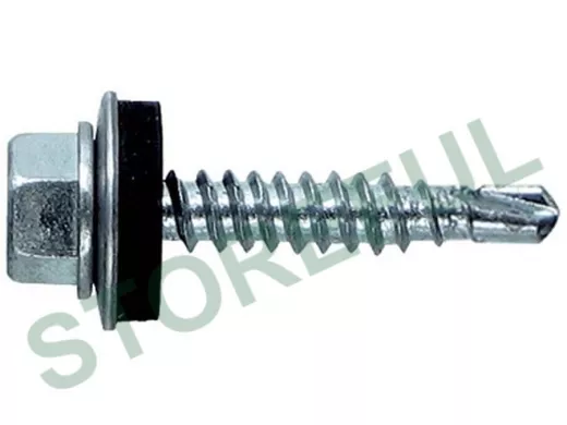 Саморезы 6,3х 19 кровельные, сверло, цинк, с шайбой, к металлическим профилям (3500шт)  7,44