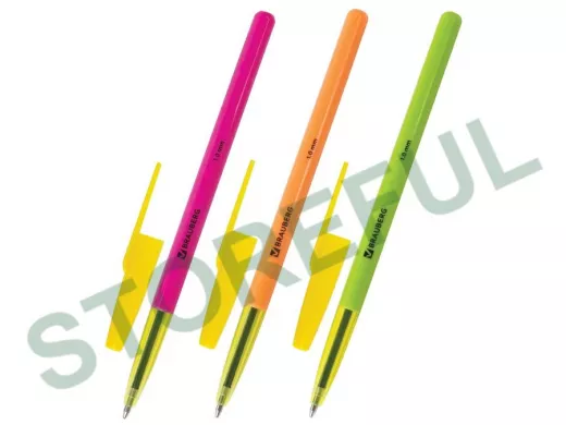 Ручка шариковая "BR-74760" Color, СИНЯЯ, корпус ассорти, узел 1мм, линия письма 0,5мм