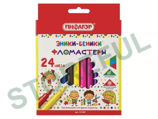 Фломастеры "BR-75470" "ЭНИКИ-БЕНИКИ", 24 цвета, вентилируемый колпачок