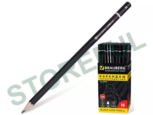 Карандаш чернографитный "BR-75496"  1шт., "Touch line", Н, без резинки, корпус черный, заточен