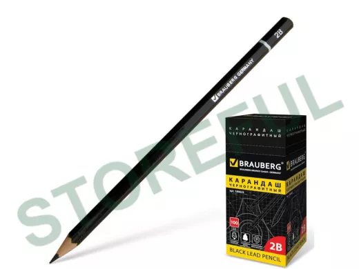 Карандаш чернографитный "BR-75506" , 1 шт., "Touch line", 2В, без резинки, корпус черный, заточ
