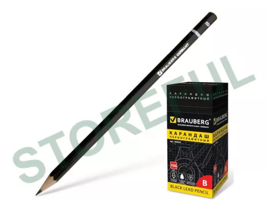 Карандаш чернографитный "BR-75507", 1 шт., "Touch line", В, без резинки, корпус черный, заточ