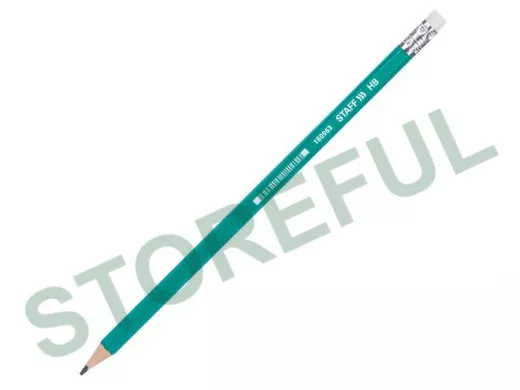 Карандаш чернографитный "BR-75520", 1 шт., НВ, с резинкой, пластиковый, зеленый корпус, заточен