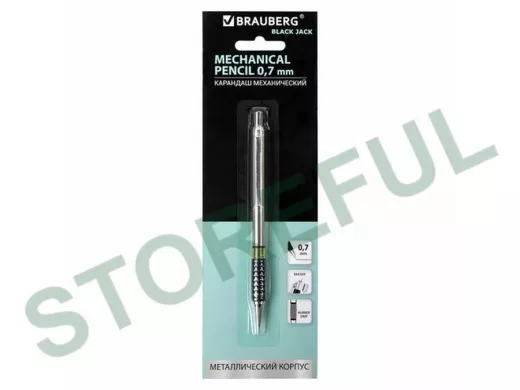 Карандаш механический "BR-75673" "BlackJack" метал. корпус, резиновый грип, ластик, 0,7 мм