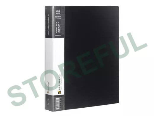 Папка на 2 кольцах "BR-76092" Contract, 35мм, черная, до 270 листов, 0,9мм
