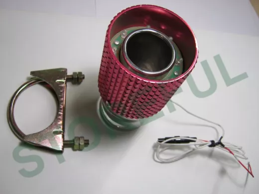 Насадка на глушитель 228L с синей подсветкой вставка красная