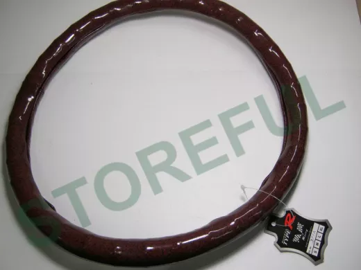 Оплетка на руль 40 см. L 281A "дерево красное" блестящая "пальцы"