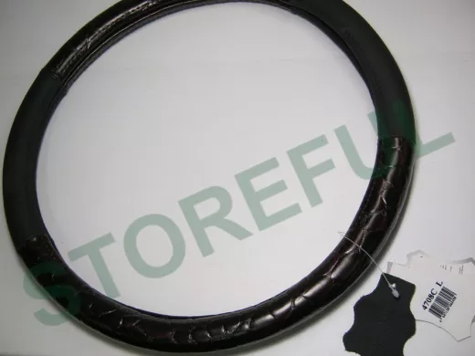 Оплетка на руль 40 см. L 4708C кожа черная+"бегемот"