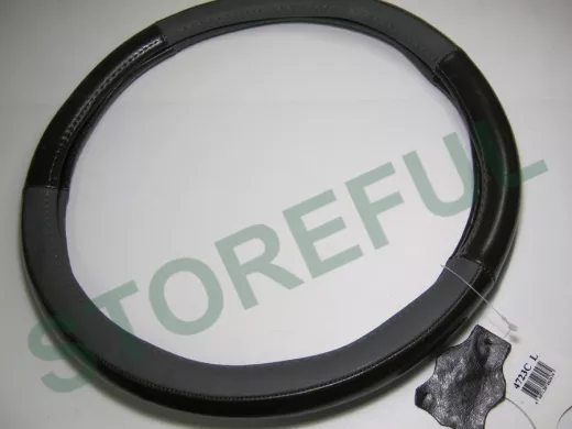 Оплетка на руль 40 см. L 4723C кожа коричневая+кожа темно серая "гладкая"