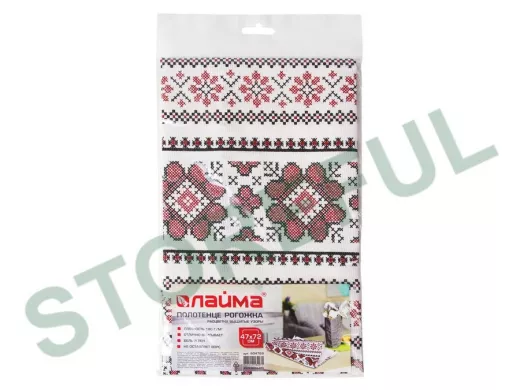 Полотенце рогожка набивное, 47х72см, 180 (+10) г/м2, "Вышитые узоры", европодвес "BR-78157"