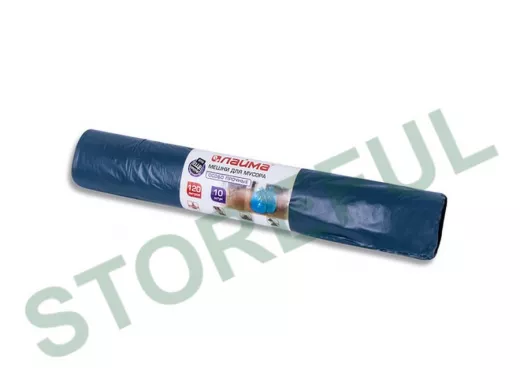 Мешки для мусора 120литров, синие, в рулоне 10шт, ПВД, 40мкм, 70х110см, особо прочные "BR-78261"