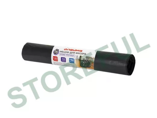 Мешки для мусора 120литров, черные в рулоне 10 штук, ПВД,40мкм, 70х110см,особо прочные "BR-78264"