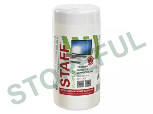 Салфетки для экранов и пластика универсальные, 10х12см, туба 100 шт, влажные