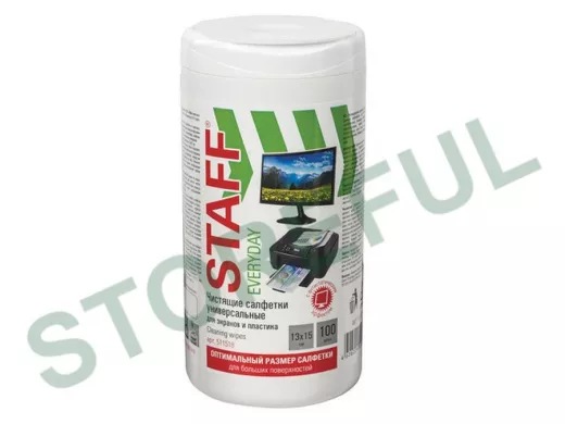 Салфетки для экранов и пластика универсальные "BR-79276", 13х15см, туба 100 шт., влажные