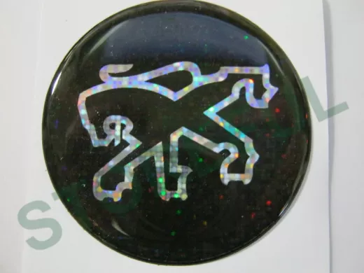 наклейка (объемная) "На колпаки "Peugeot"наружная голограф.,(цвет черный), (комплект 4 шт.),диам.4см