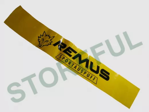 Наклейка Светофильтр "REMUS (sportauspuff)" наружная, (цвет черный), 20х130 см, желтый фон