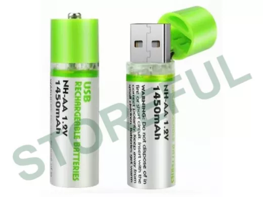 Аккумулятор Ni-Mh 1.2 В AA 1450 мАч встроенное зарядное устройство ЗУ с USB разъёмом