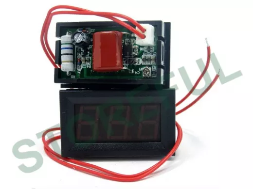 Безкорпусный LED вольтметр 0,56 дюйма 3-х разрядный АС 50-450в. 2-х проводной в рамке "ABI-81763"